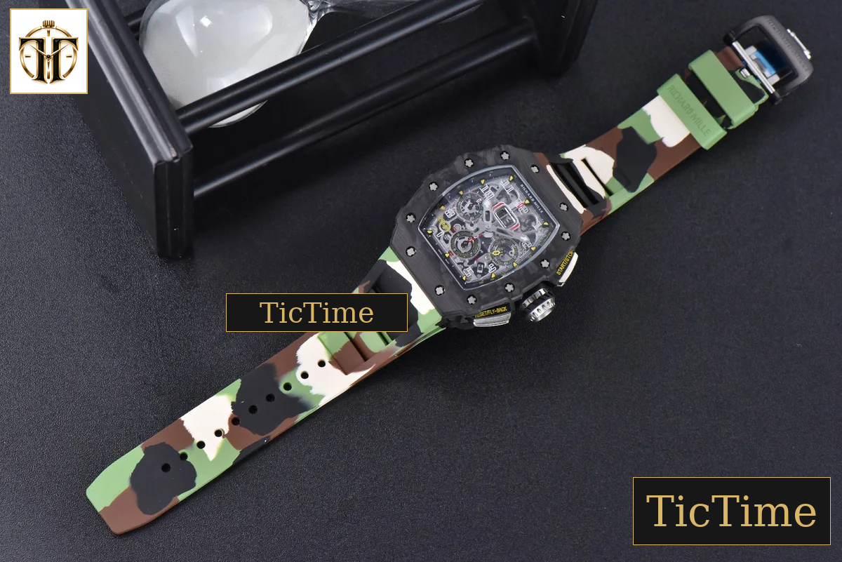 NTPT Chrono RM011 KVF Skeleton Dial Green Camo Rubber Strap V2 A7750 — foto 21