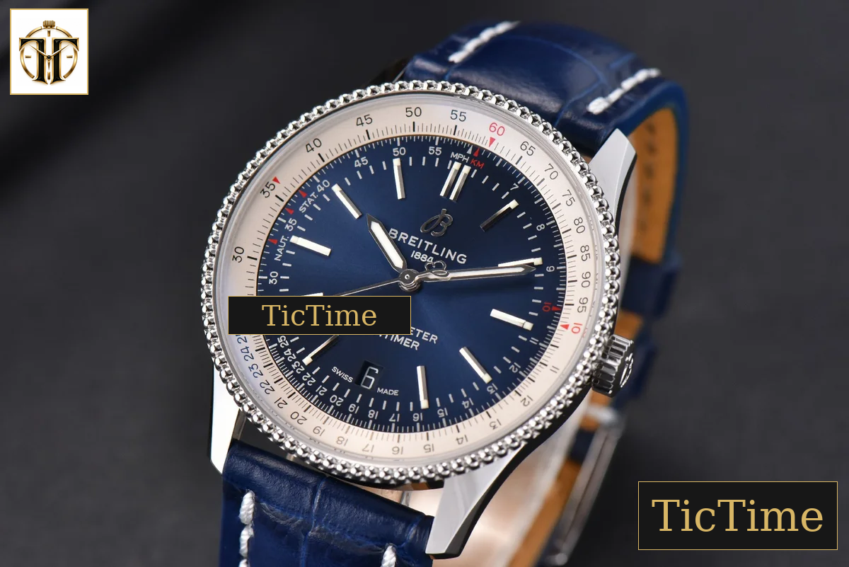 Navitimer 41mm V7F Blue Dial Blue Leather Strap A2824 — foto 4