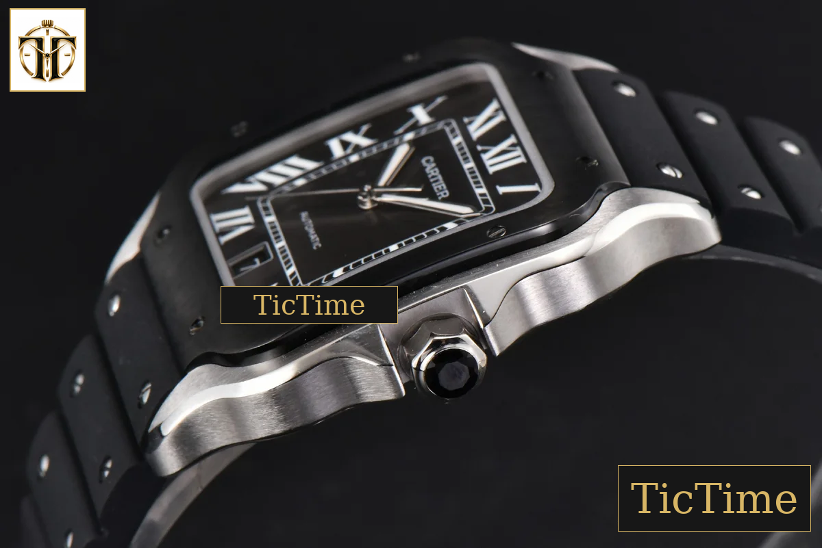 Santos Large 40mm GF Black Dial Black Rubber Strap Miyota 9015 — foto 10