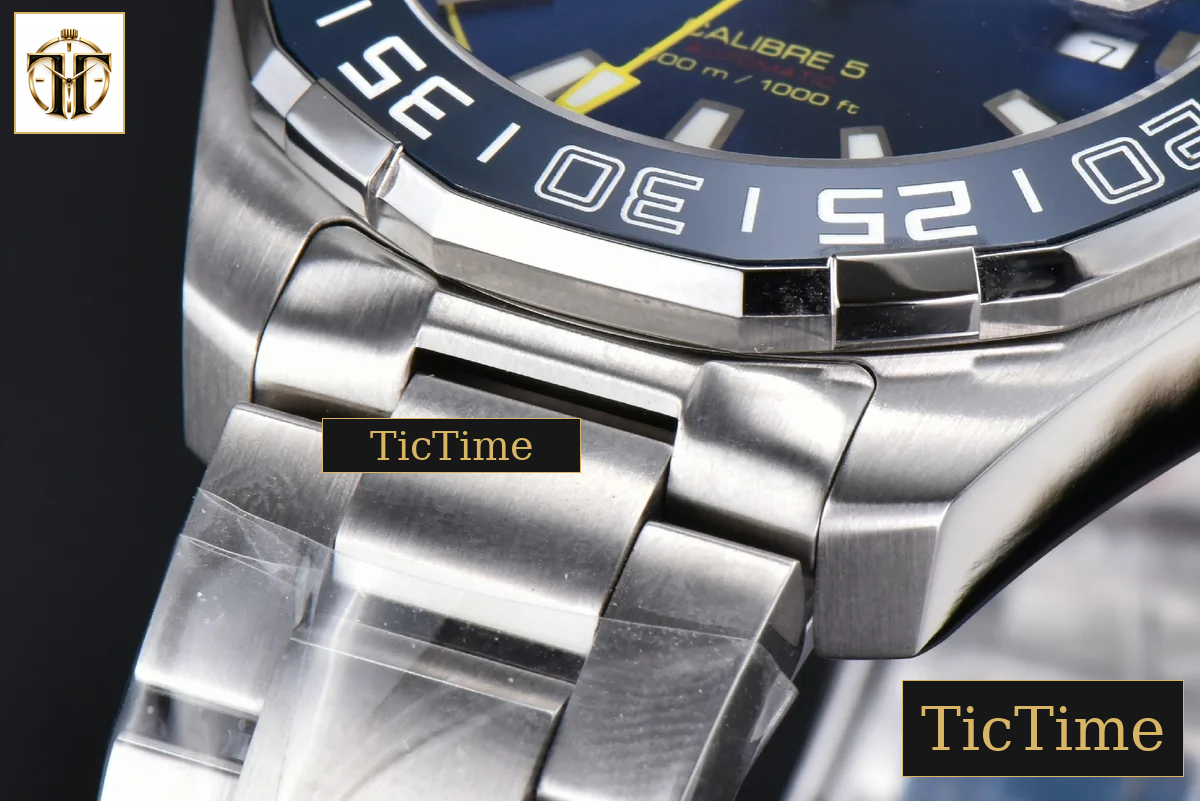 Aquaracer Calibre 5 43mm OF Blue Dial Blue Bezel Yellow Hands SS Bracelet Swiss SW200 — foto 11