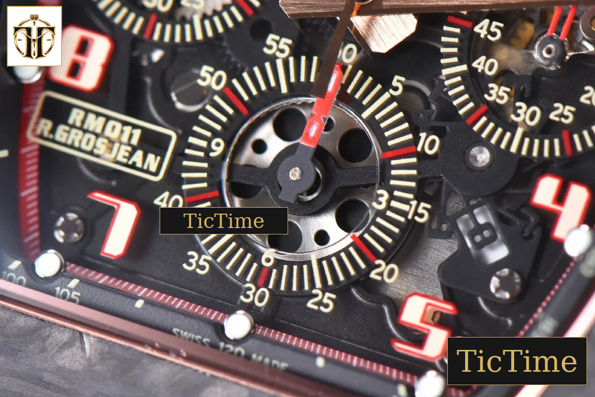 NTPT Chrono RM011 KVF Red Skeleton Dial Red Crown Red Rubber Strap V2 A7750 — foto 8