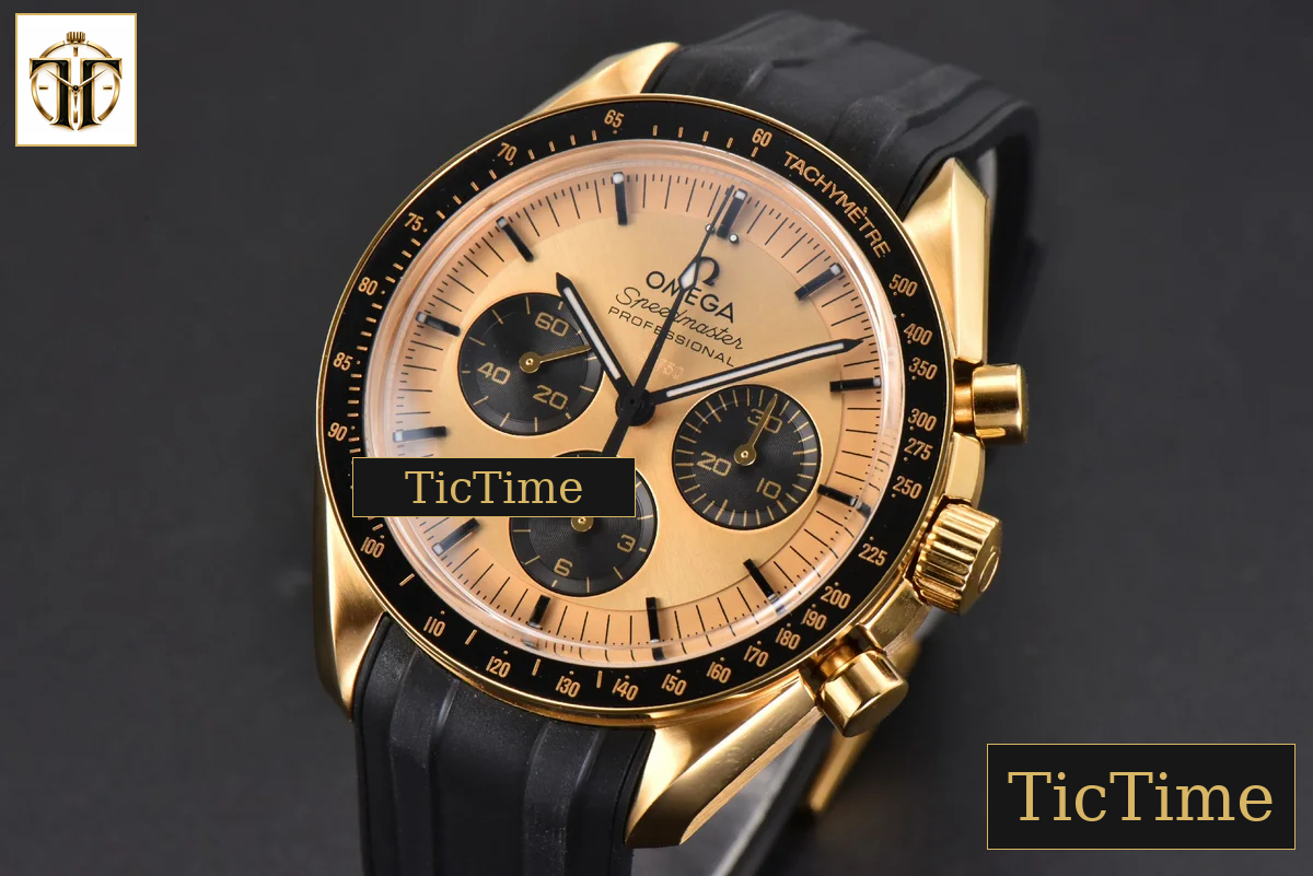 Speedmaster Moonwatch 42.5mm V6SF YG Dial Black Rubber Strap Manual Chrono — foto 4