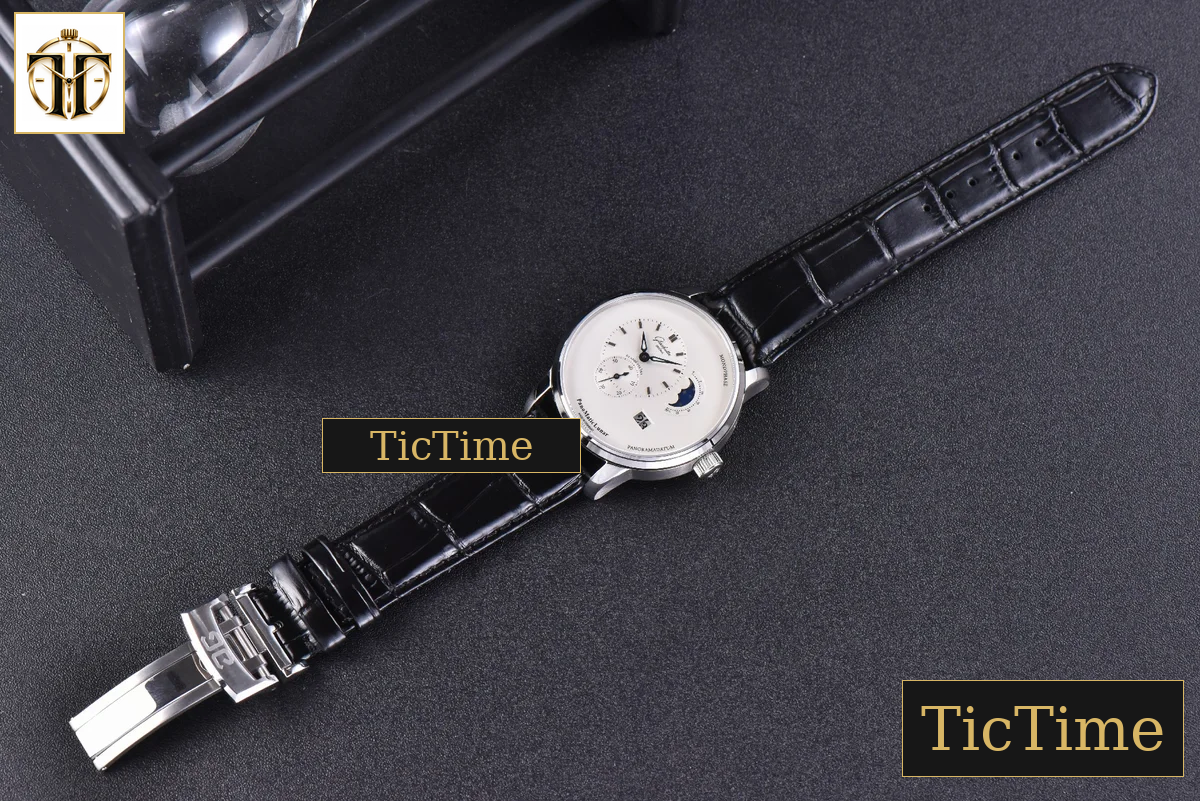 PanoMatic Lunar 40mm TZF White Dial Black Leather Strap A23J — foto 30