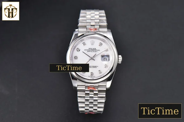 Foto frontal — DateJust 36mm GMF SS Smooth Bezel White Dial Diamond Marker Jubilee Bracelet VR3235