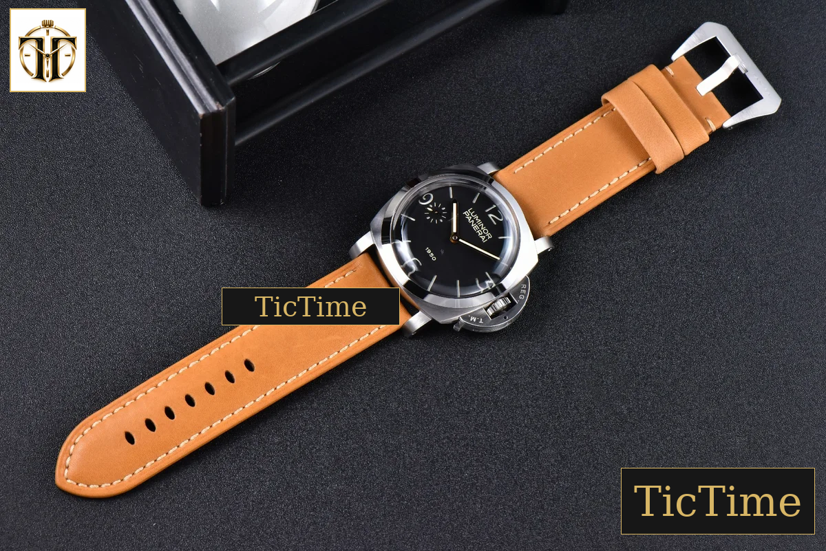 E Luminor 1950 PAM127 47mm XF Black Dial Brown Leather Strap A6497 — foto 15