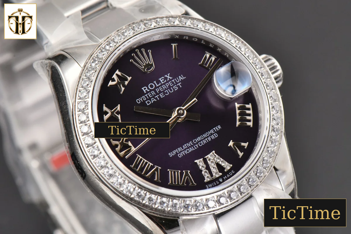 DateJust Ladies 904L 31mm WF Diamond Purple Dial Diamond Roma Marker Oyster Bracelet A2671 — foto 12