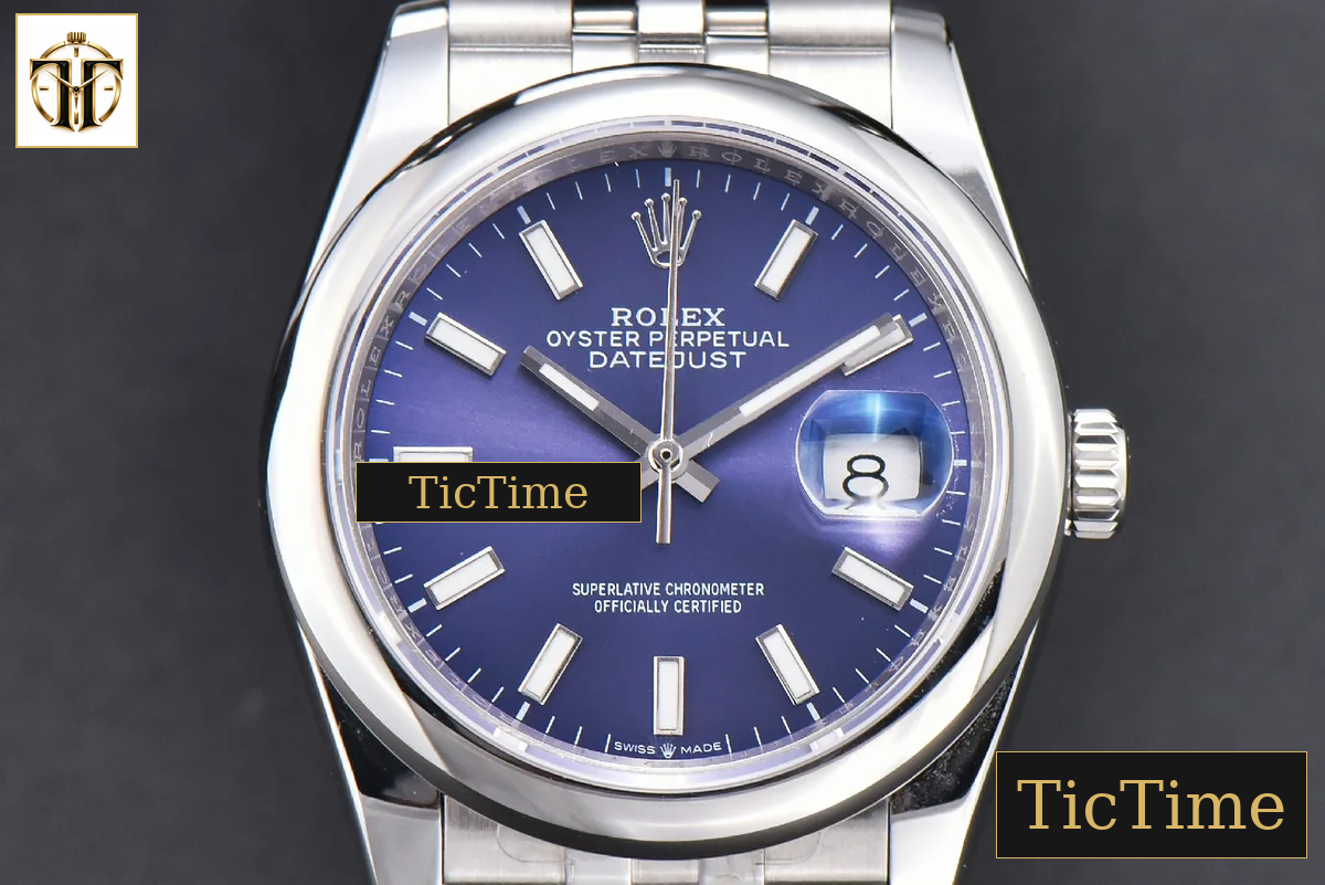 DateJust 36mm GMF SS Smooth Bezel Blue Dial Stick Marker Jubilee Bracelet VR3235 — foto 16