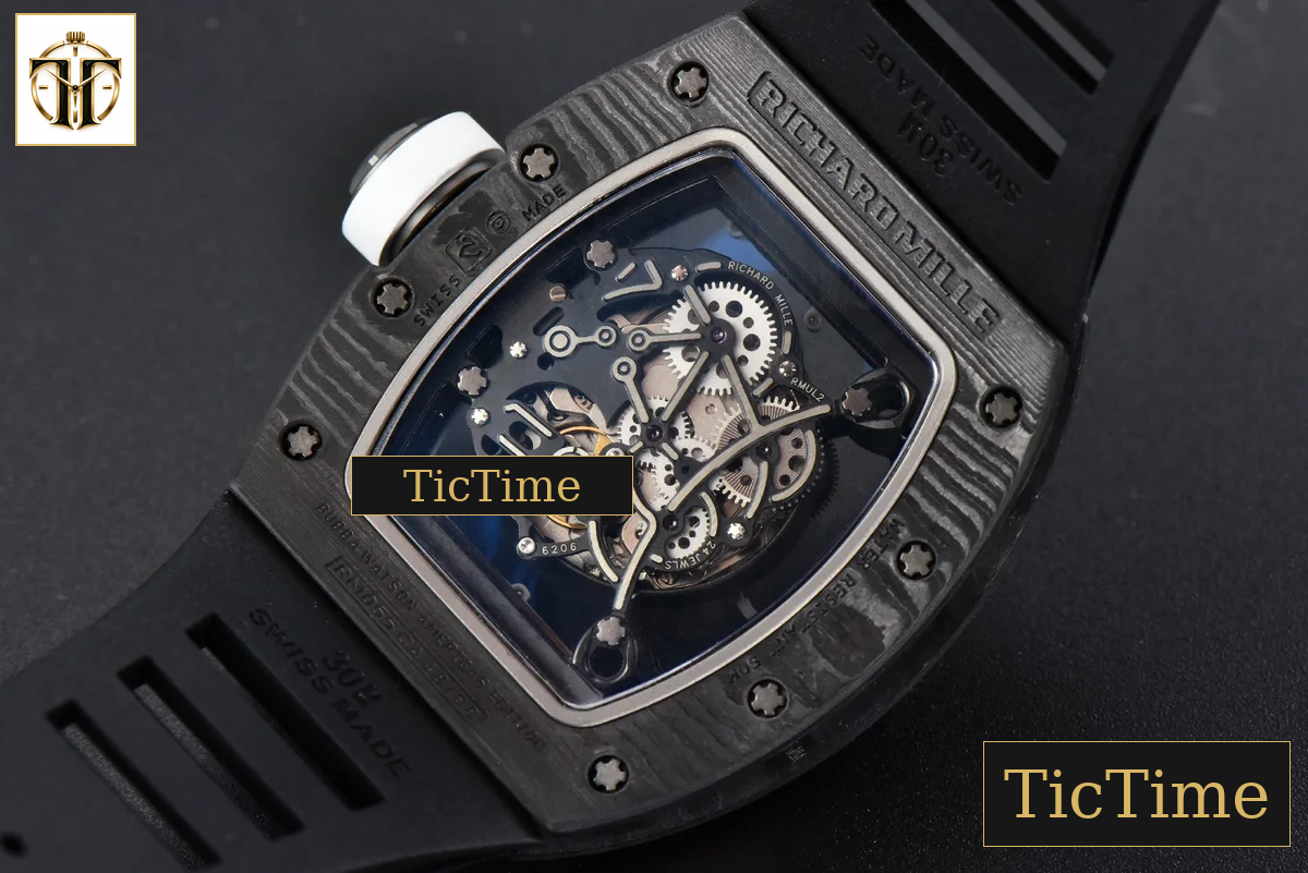 Bubba Watson RM055 42.7mm ZF Black NTPT White Skeleton Dial Black Rubber Strap V6 NH05 — foto 21