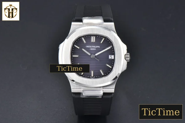 Foto frontal — Nautilus 5711 40mm PPF Gray Dial Black Rubber Strap V5 A324SC