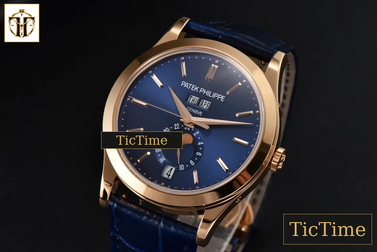 Annual Calendar Moonphase 5396 38.5mm ZF RG Blue Stick Dial Blue Leather Strap MY9015 — foto 4