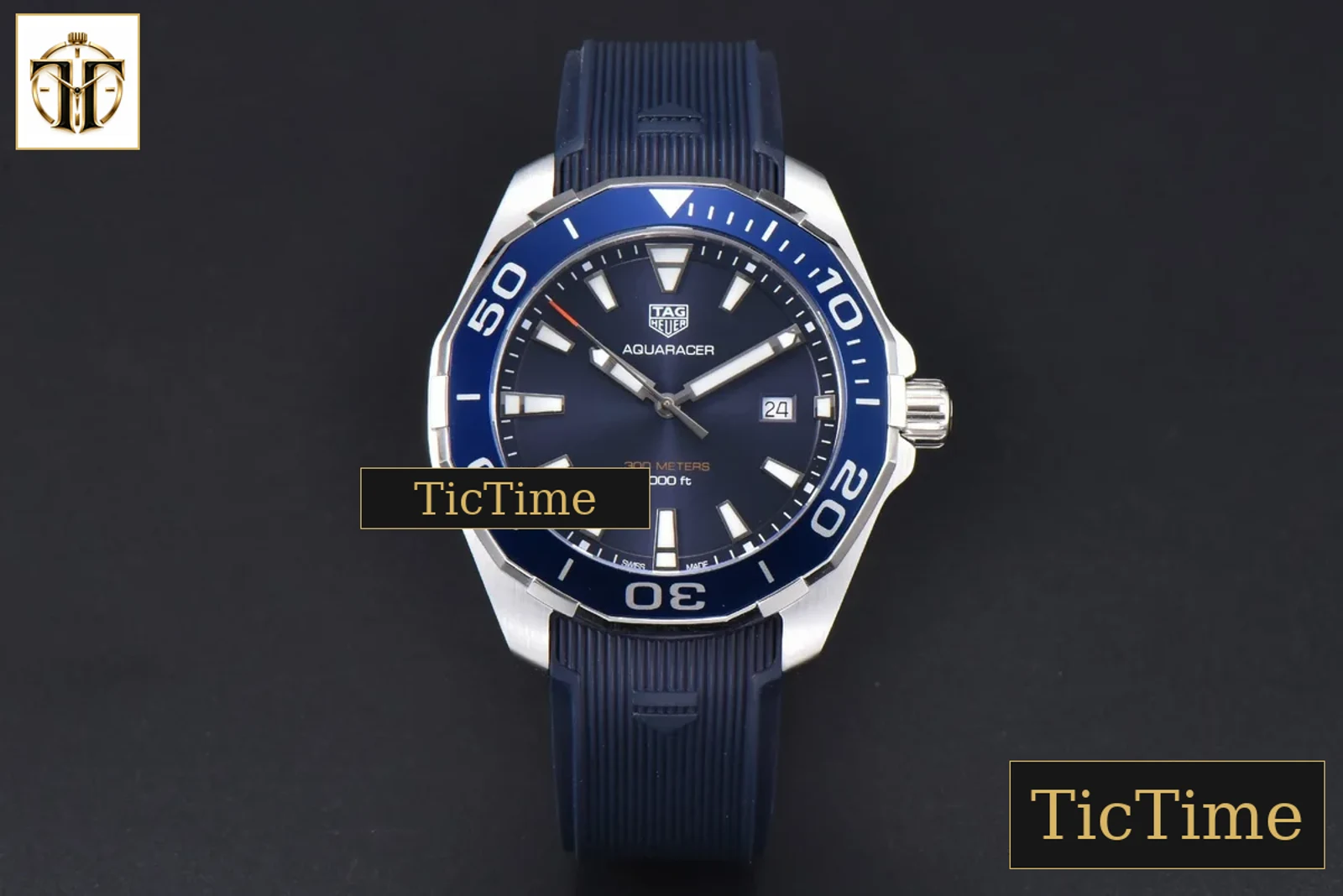 Aquaracer 300M 41mm OF Purple Dial Blue Rubber Strap — foto 3