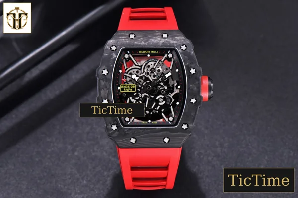 Foto frontal — RM035-02 KVF Skeleton Dial Red Red Rubber Strap V3 Miyota8215