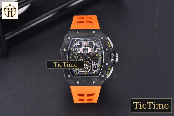 Foto frontal — NTPT Chrono RM011 KVF Skeleton Dial Orange Rubber Strap V2 A7750