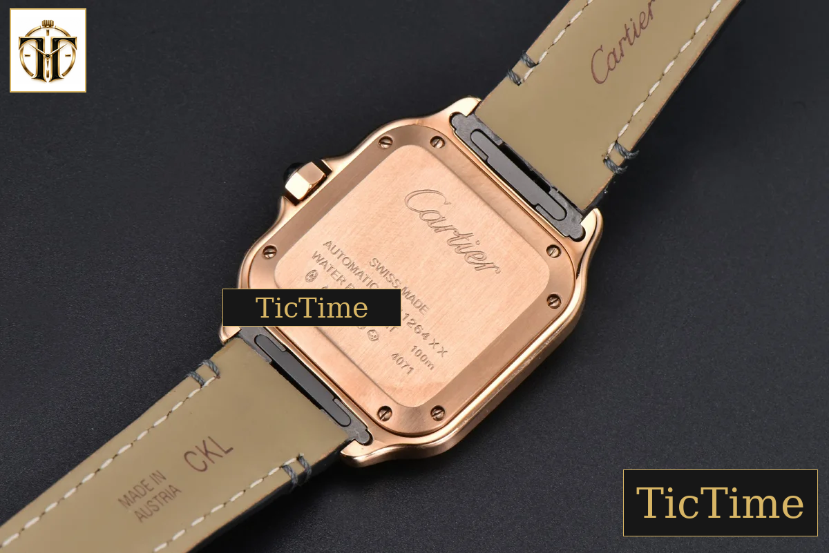 Santos de Cartier Medium 35mm AF RG White Dial Black Leather Strap Miyota 9015 — foto 14