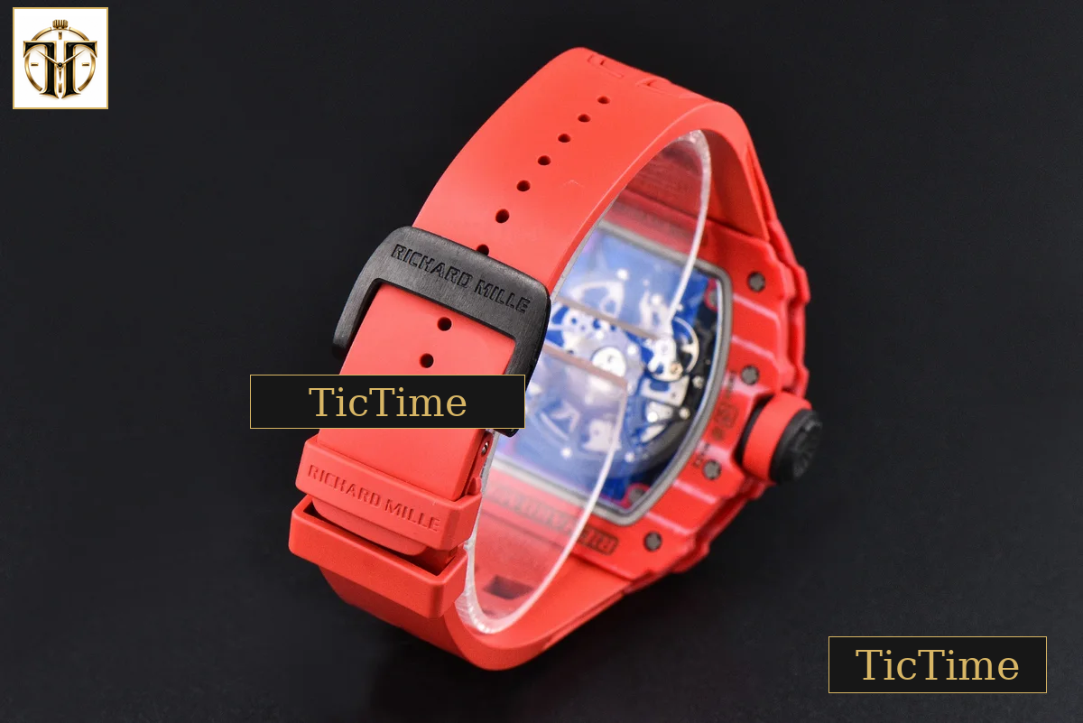 NTPT RM035-02 ZF Red Bezel Black Skeleton Dial Red Crown Red Rubber Strap V7 RMAL1 — foto 32