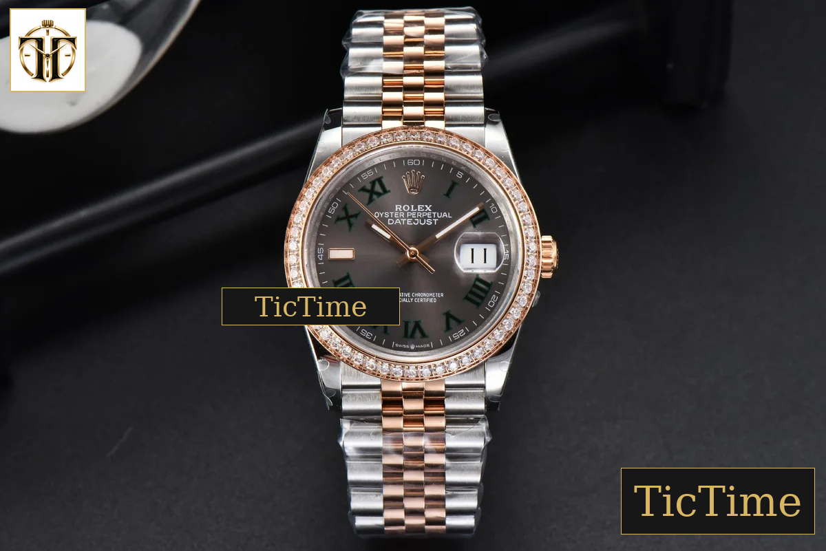 DateJust 36mm BPF RG/SS Diamond Bezel Gray Wimbledon Dial Jubilee Bracelet A2824 — foto 3