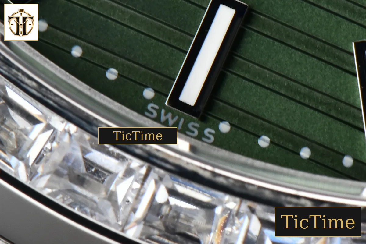 Nautilus 5711 40mm 3KF Diamond Bezel Green Dial SS Bracelet A324SC — foto 8