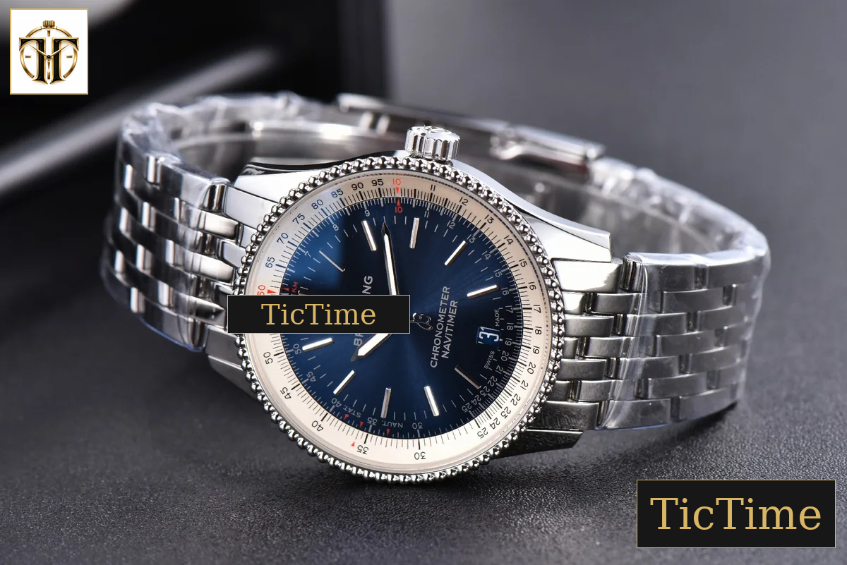 Navitimer 38mm TF SS Blue Dial White Bezel SS Bracelet A2824 — foto 12