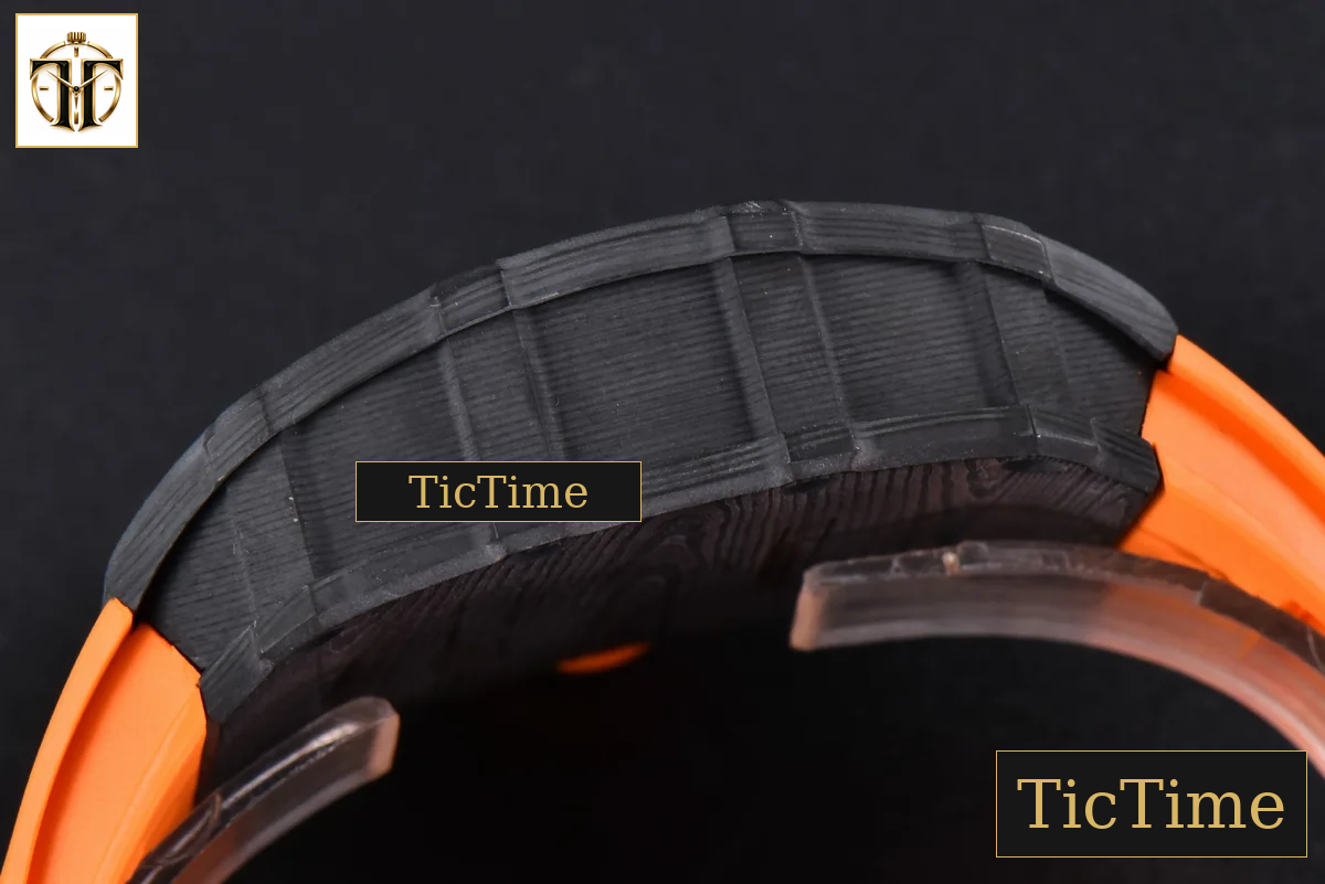 RM035-02 42mm T+F Black Forged Carbon Black Skeleton Dial Orange Crown Orange Rubber Strap RMUL2 — foto 17