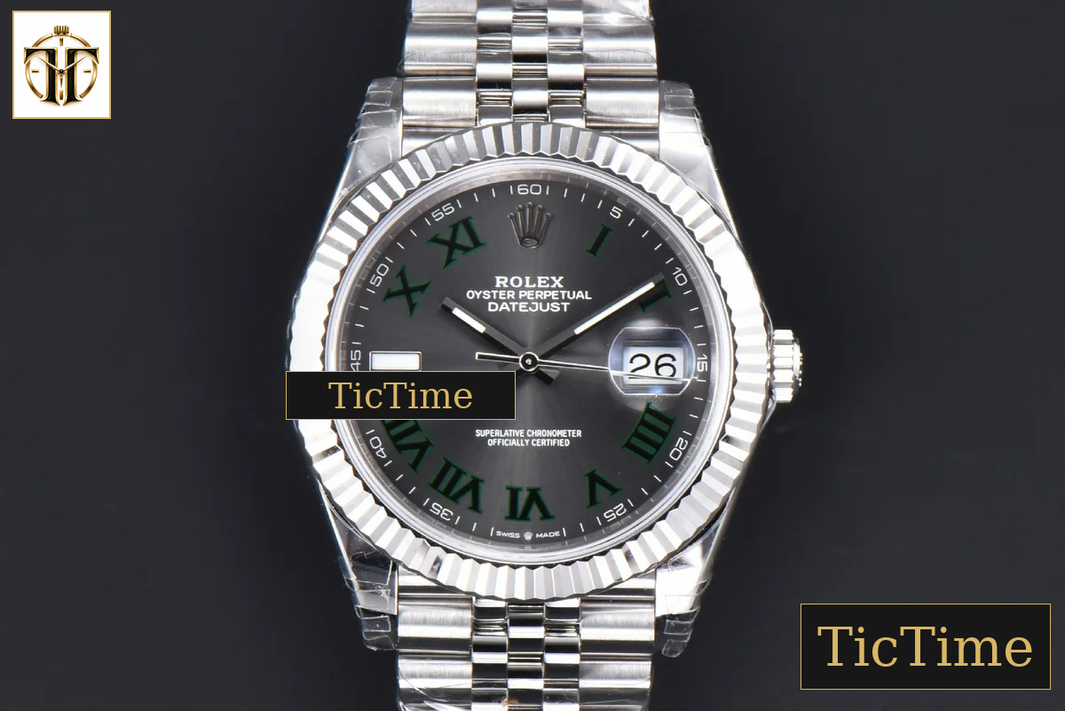 DateJust 904L Wimbledon 41mm VSF Gray Dial Green Marker Jubilee VS3235 — foto 2