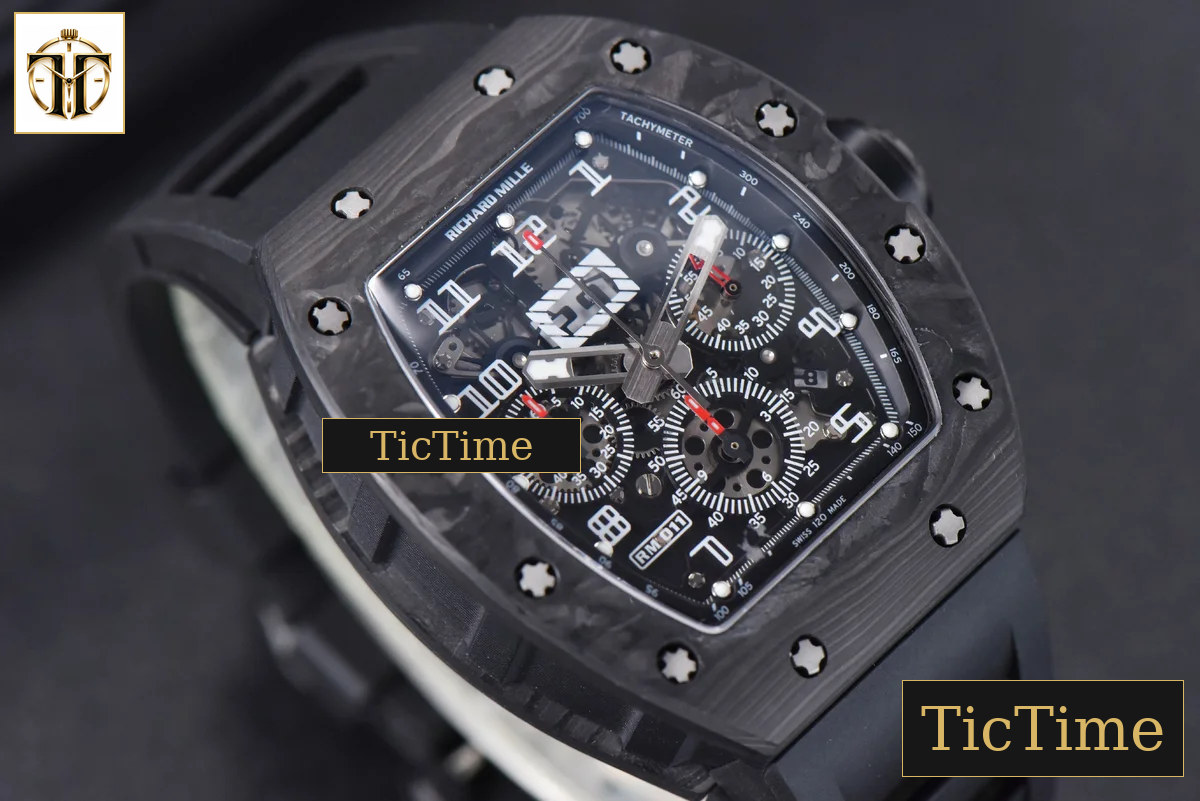 NTPT Chrono RM011 KVF Black Skeleton Dial Black Crown black Rubber Strap V2 A7750 — foto 12