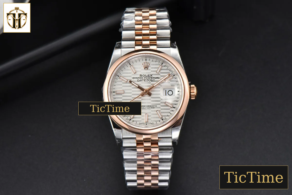 DateJust 36mm BPF RG/SS Smooth Bezel Silver Motif Dial Jubilee Bracelet A2824 — foto 3