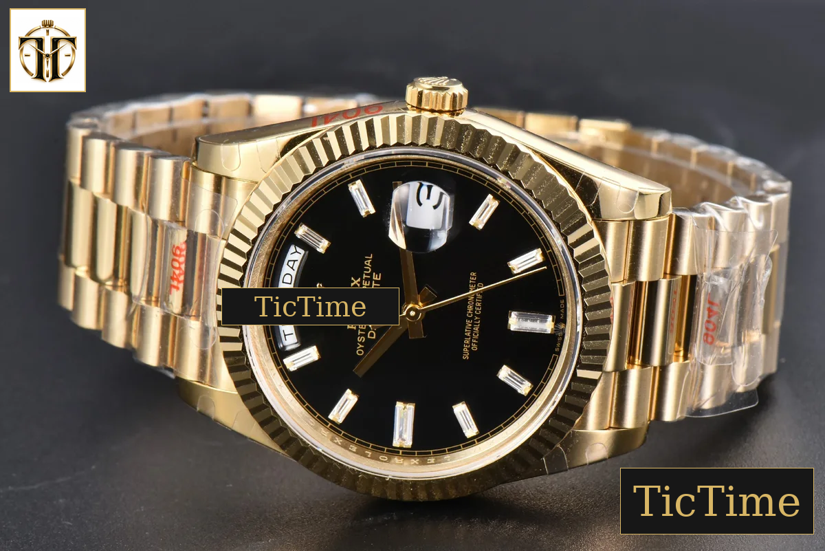 DayDate 40mm GMF YG Black Dial Diamond Marker President Bracelet A3235 — foto 15