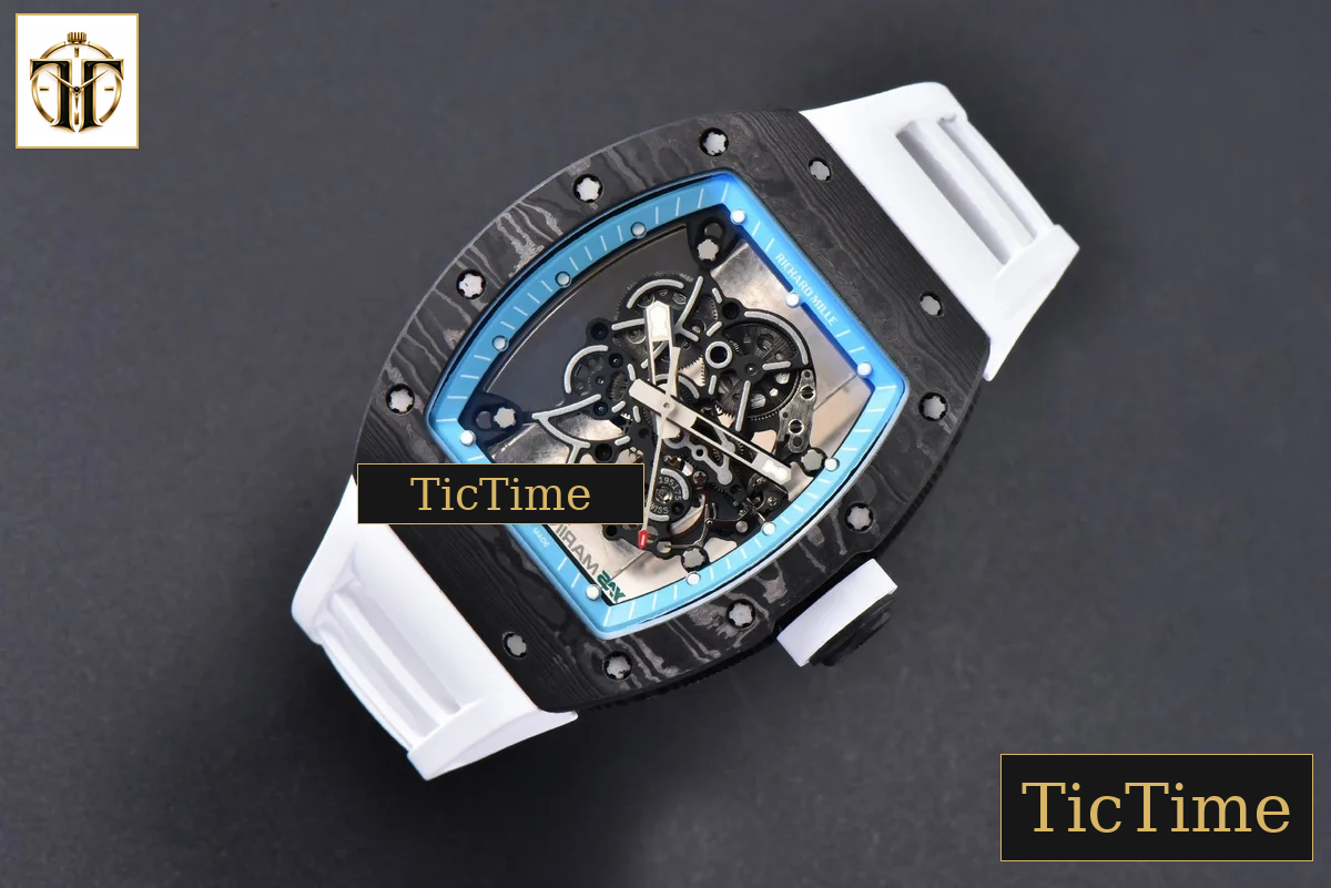 NTPT RM055 43mm ZF Blue Bezel White Crown White Rubber Strap V6 RMUL2 — foto 3