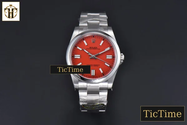 Foto frontal — Oyster Perpetual 904L 124300 41mm Clean Factory Red Dial SS Bracelet VR3230