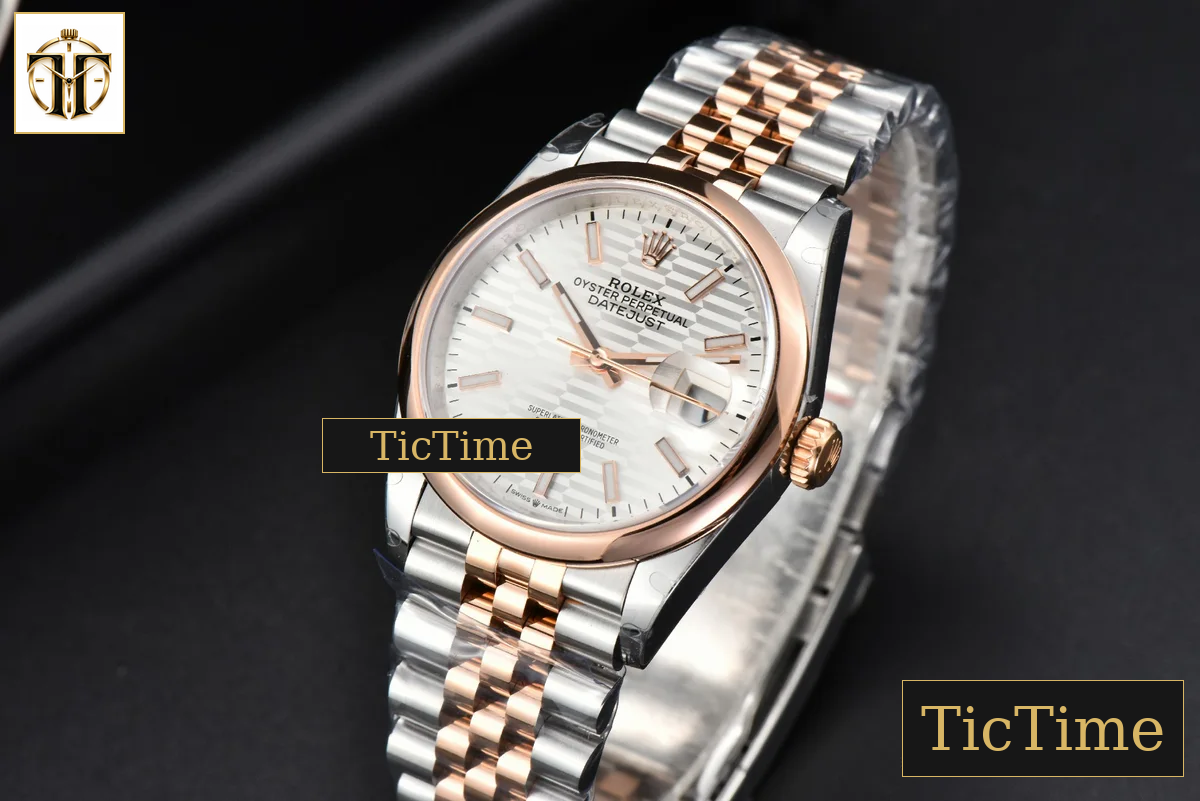 DateJust 36mm BPF RG/SS Smooth Bezel Silver Motif Dial Jubilee Bracelet A2824 — foto 4