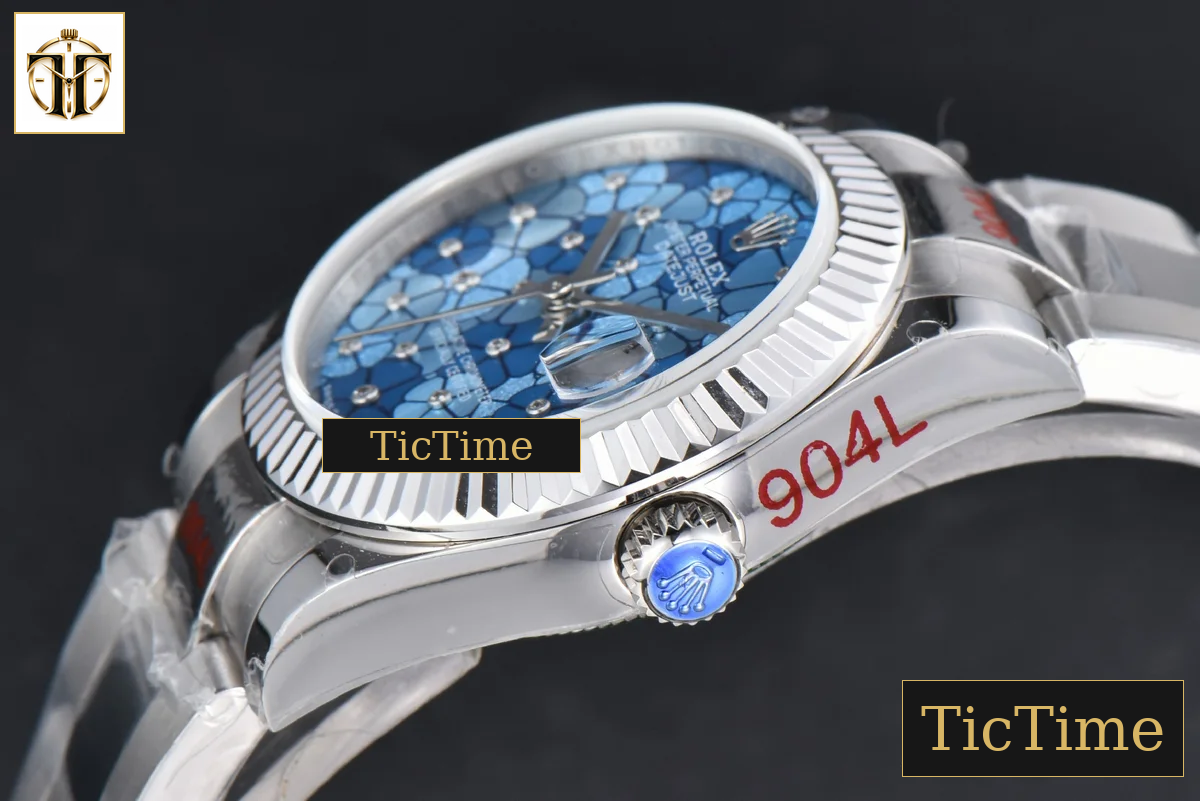 DateJust 904L Fluted Bezel 31mm GMF Blue Flowers Dial Oyster Bracelet A2824 — foto 12