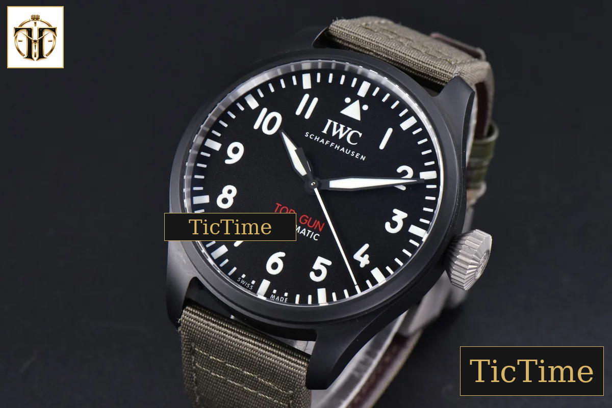 Top Gun IW326901 44mm M+F Ceramic Black Dial Green Nylon Strap A2892 — foto 3