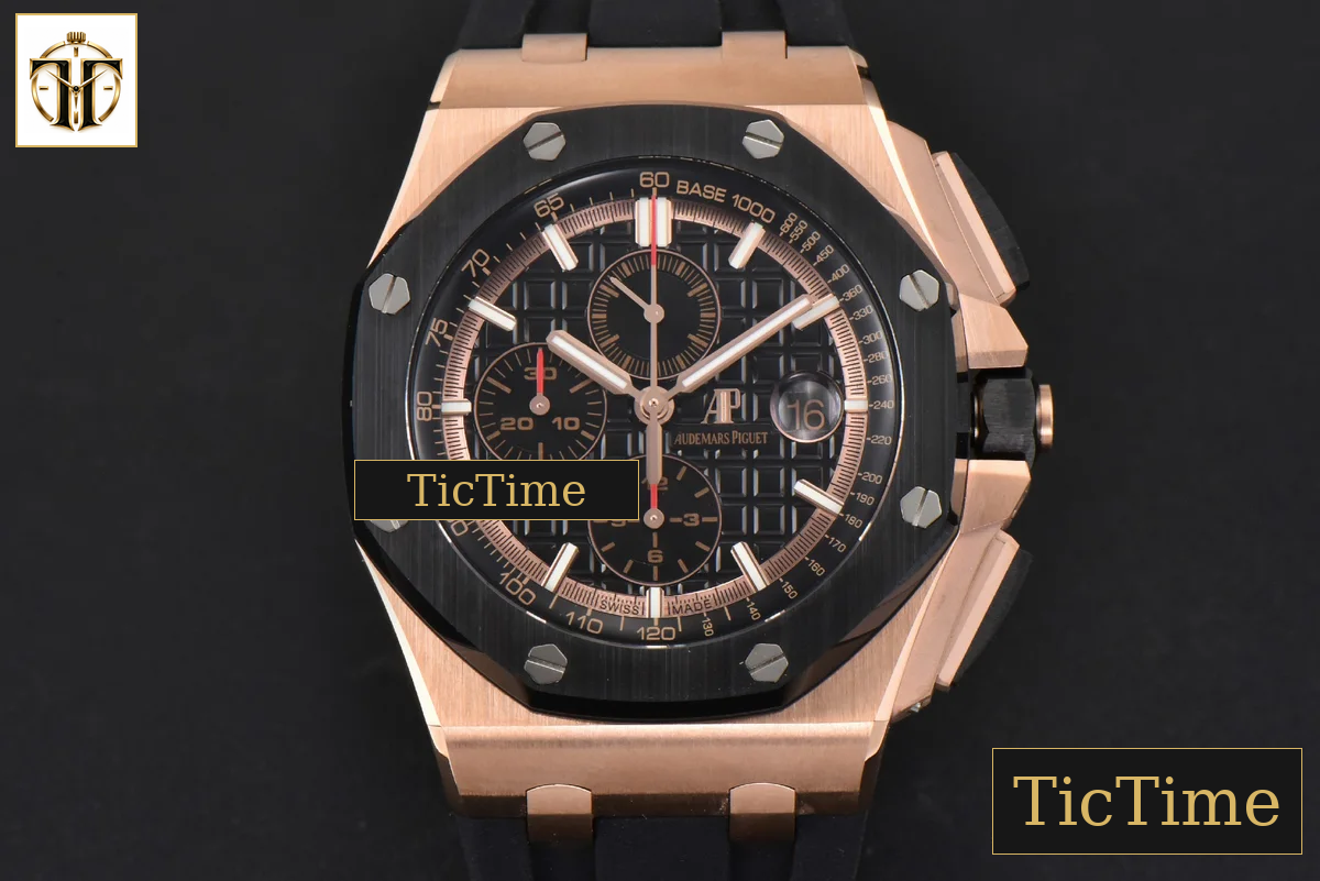 Royal Oak Offshore 44mm RSF RG Black Checkered Dial Black Subdials Rubber Strap A3126 — foto 2