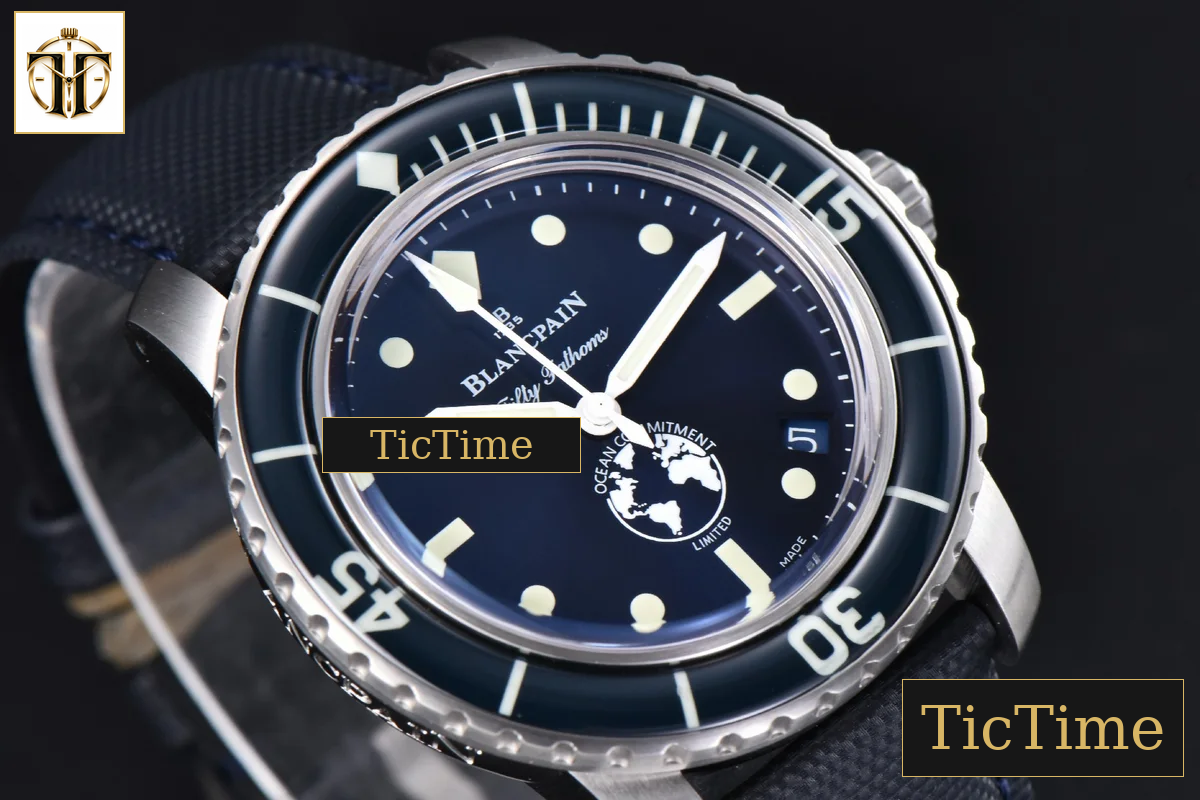 Fifty Fathoms Ocean Commitment 41mm ZF Blue Dial Nylon Strap A23J — foto 12