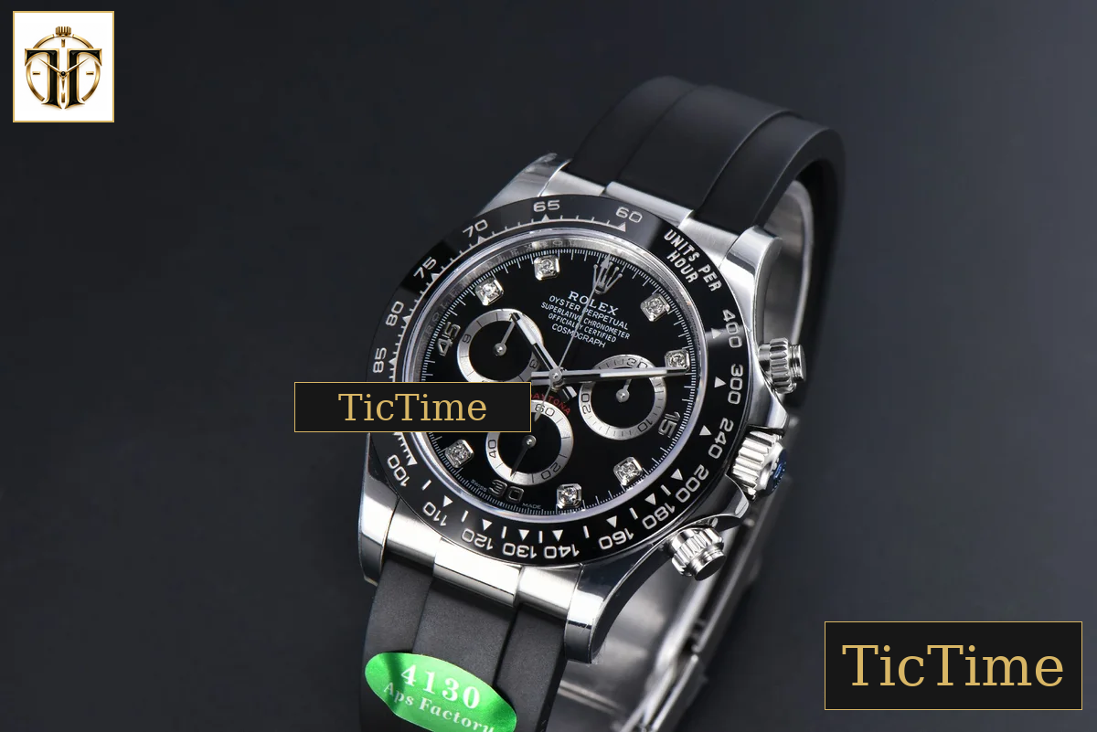 Daytona 116519 40mm APSF SS Black Dial Ceramic Bezel Diamond Marker Oysterflex Strap Tungsten Version SH4130 — foto 5