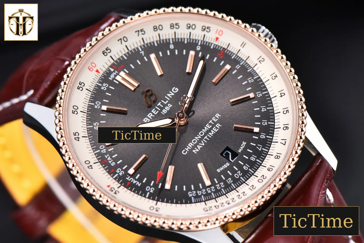 Navitimer 41mm TF RG Black Dial White Bezel Brown Leather Strap A2824 — foto 10