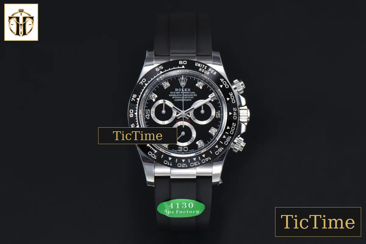 Daytona 116519 40mm APSF SS Black Dial Ceramic Bezel Diamond Marker Oysterflex Strap Tungsten Version SH4130 — foto 3