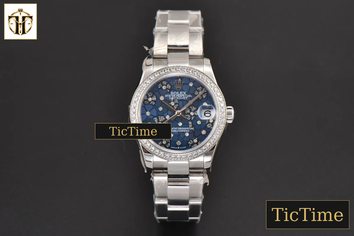 DateJust Ladies 904L 31mm WF Diamond Blue Flowers Dial Diamond Marker Oyster Bracelet A2671 — foto 3