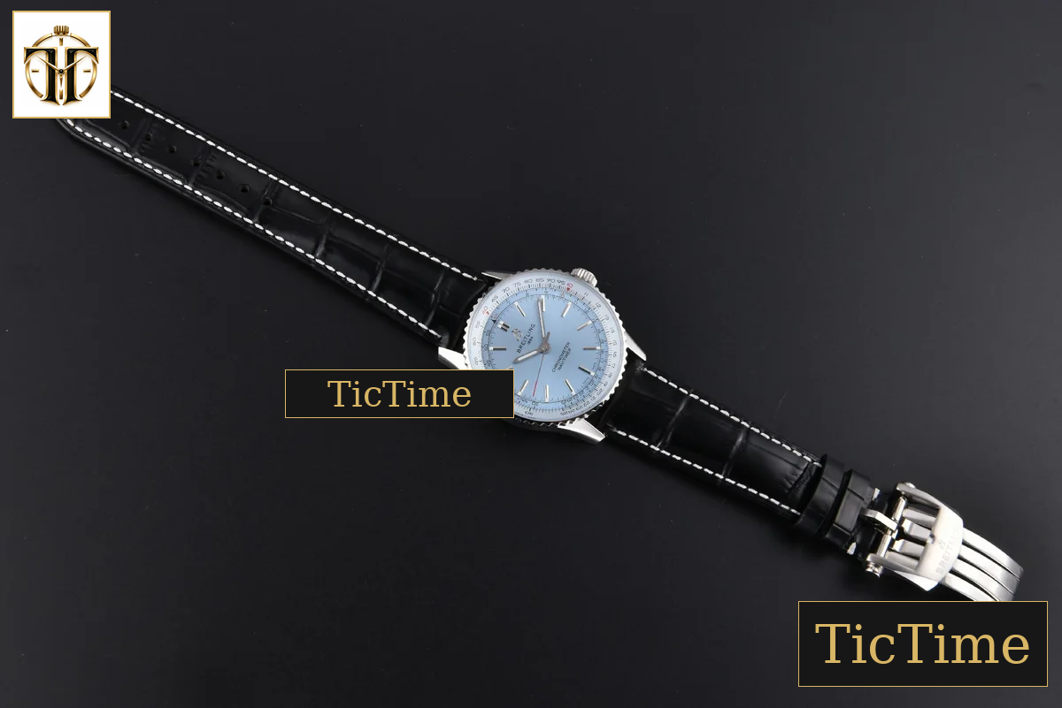 Navitimer Automatic 41mm BLSF SS Ice Blue Dial Black Leather Strap A2824 — foto 31