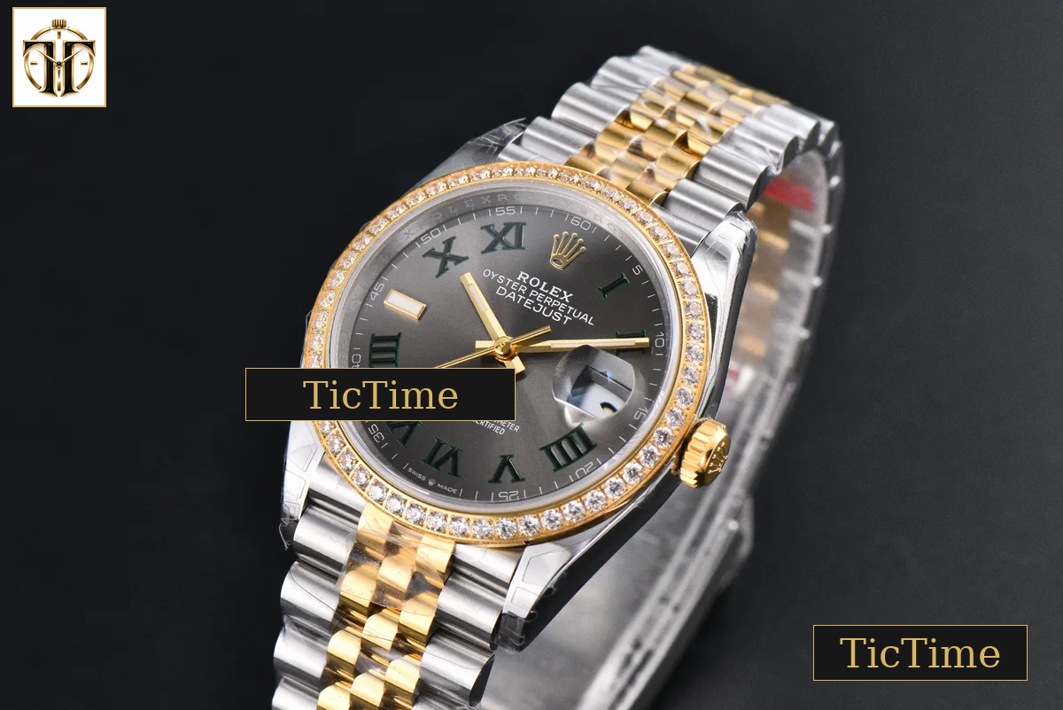 DateJust 126233 36mm VSF YG/SS Diamond Bezel Wimbleton Gray Dial Green Marker Jubilee Bracelet VS3235 — foto 4