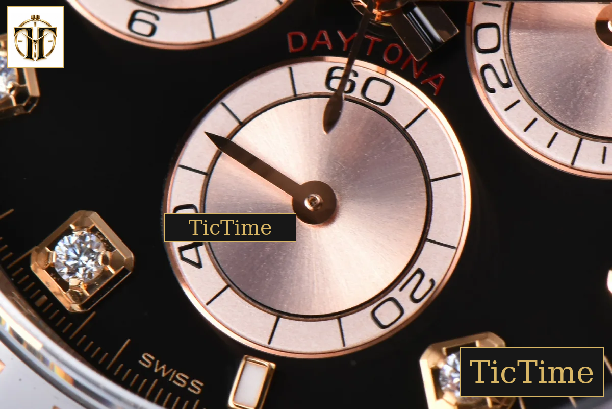 Daytona 126515 40mm Clean Factory RG Black Dial RG Subdial Diamond Marker Oysterflex Strap DD4131 — foto 9
