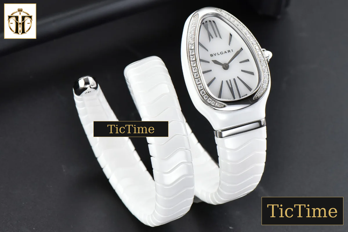 Serpenti Spiga 35mm BVF SS White Ceramic White Dial Diamond Bezel Quartz — foto 9