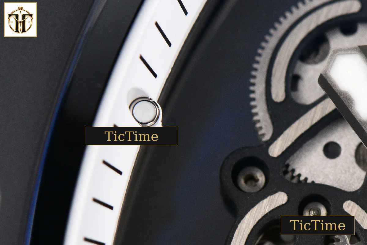 RM055 42.7mm ZF Ceramic Black Bezel White Skeleton Dial Black Crown Black Rubber Strap RMUL2 — foto 8