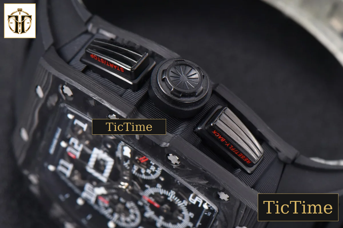 NTPT Chrono RM011 KVF Black Skeleton Dial Black Crown black Rubber Strap V2 A7750 — foto 14