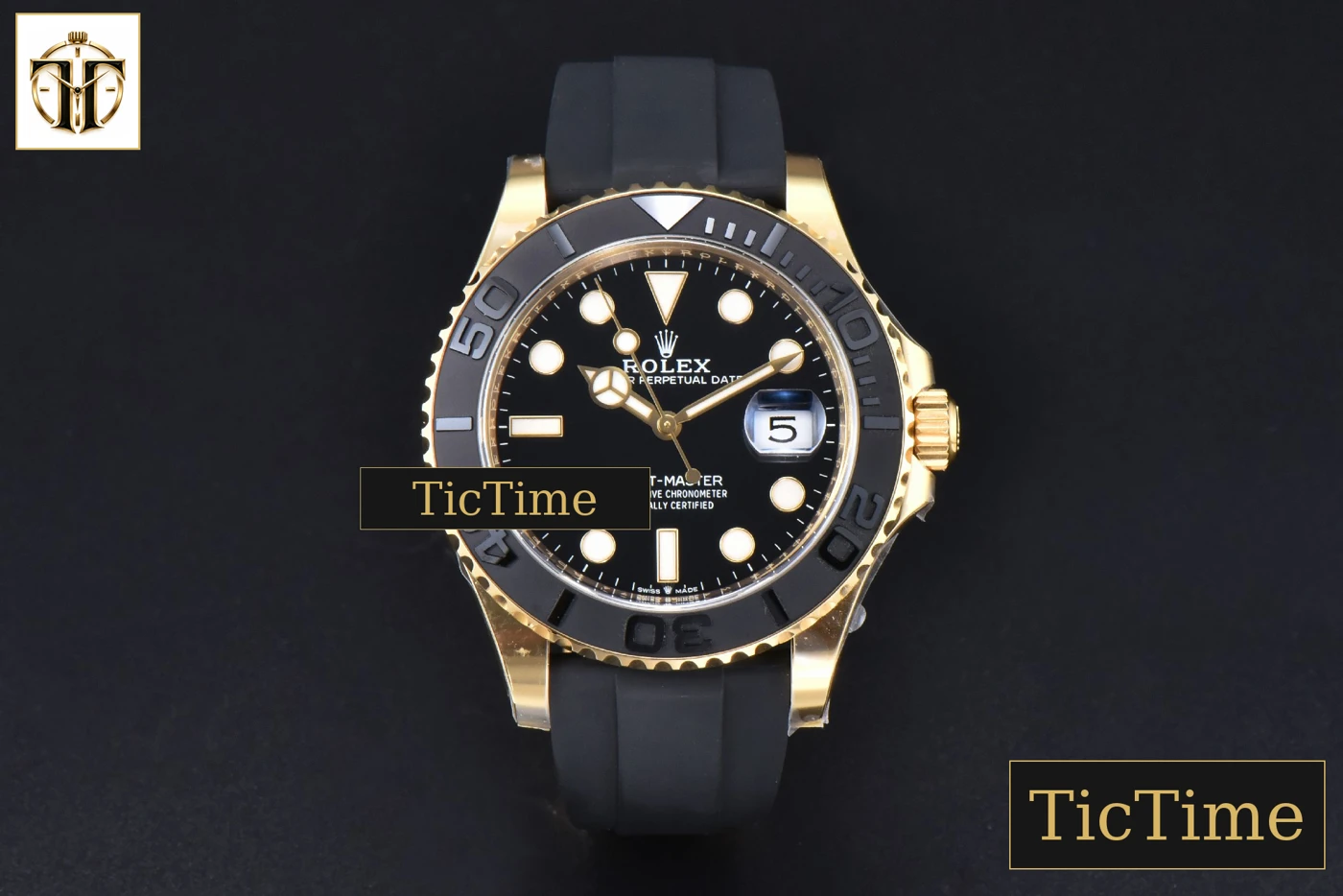 Vista frontal — Yacht-Master 226658 42mm Clean Factory Ceramic Black Dial Oysterflex Strap VR3235