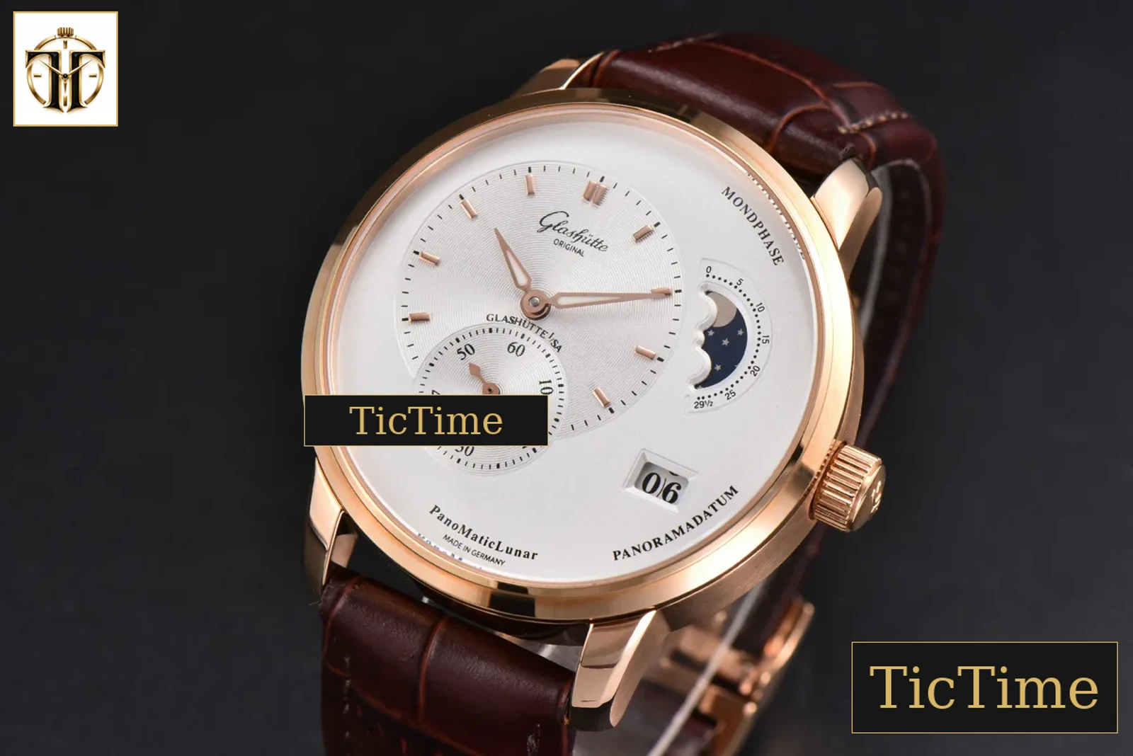 Panomatic Lunar 40mm APSF RG White Dial Brown Leather Strap A23J — foto 4