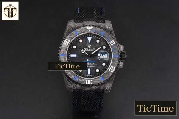 Foto frontal — Submariner DIW Forged Carbon 40mm VSF Blue Element Nylon Strap VS3135