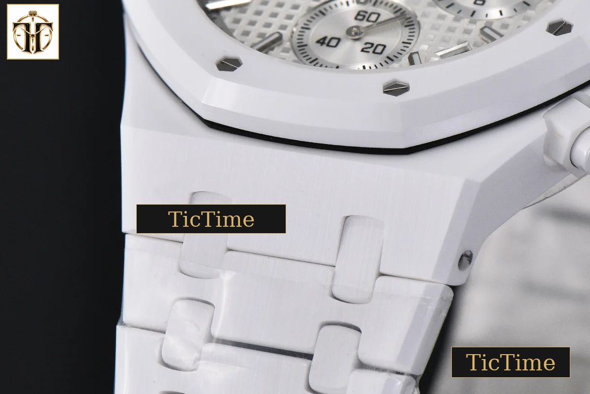 Royal Oak Chronograph 26240 41mm APSF Ceramic Sliver Checkered Dial Sliver Subdial Ceramic Bracelet V2 SH4401 — foto 12