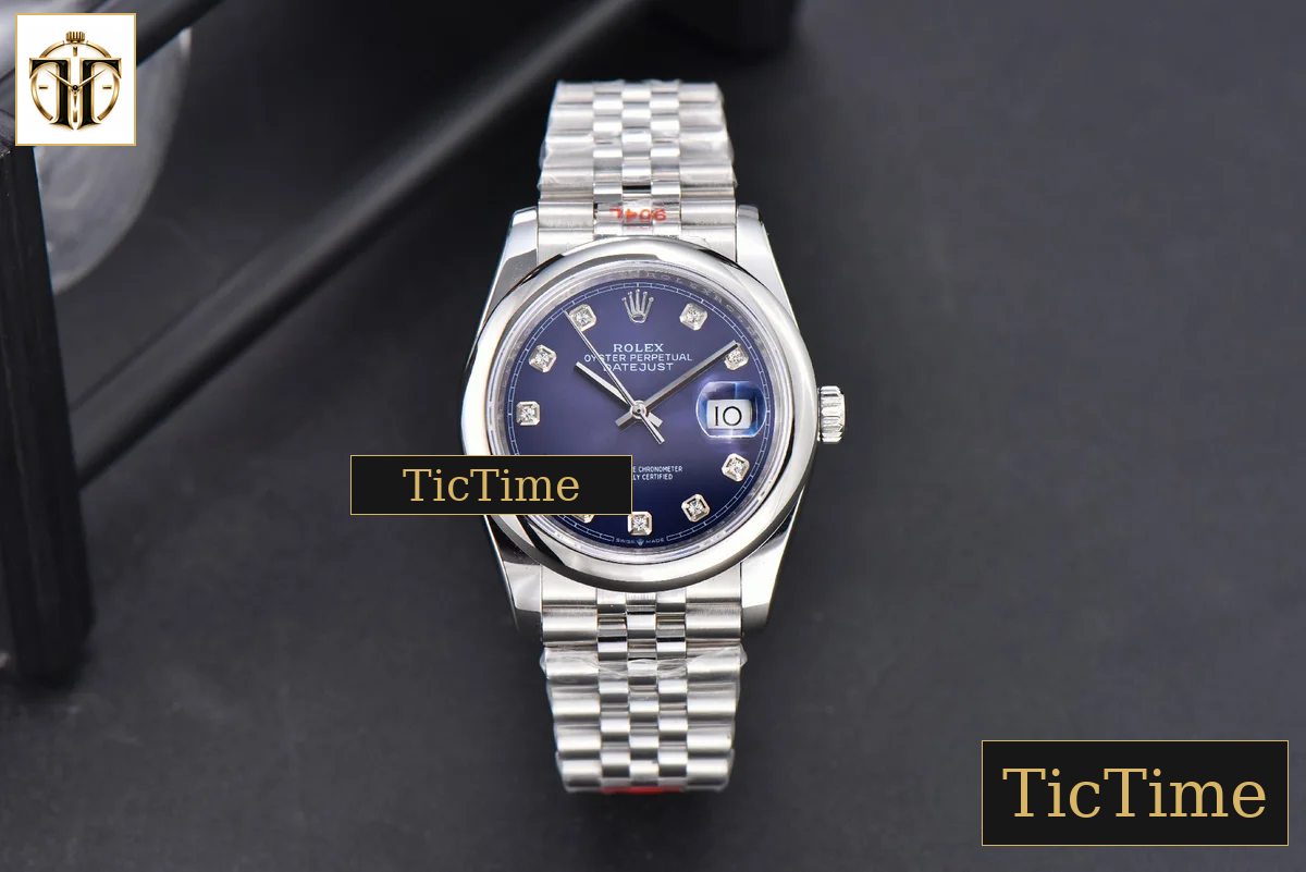 DateJust 36mm GMF SS Smooth Bezel Blue Dial Diamond Roma Marker Jubilee Bracelet VR3235 — foto 2