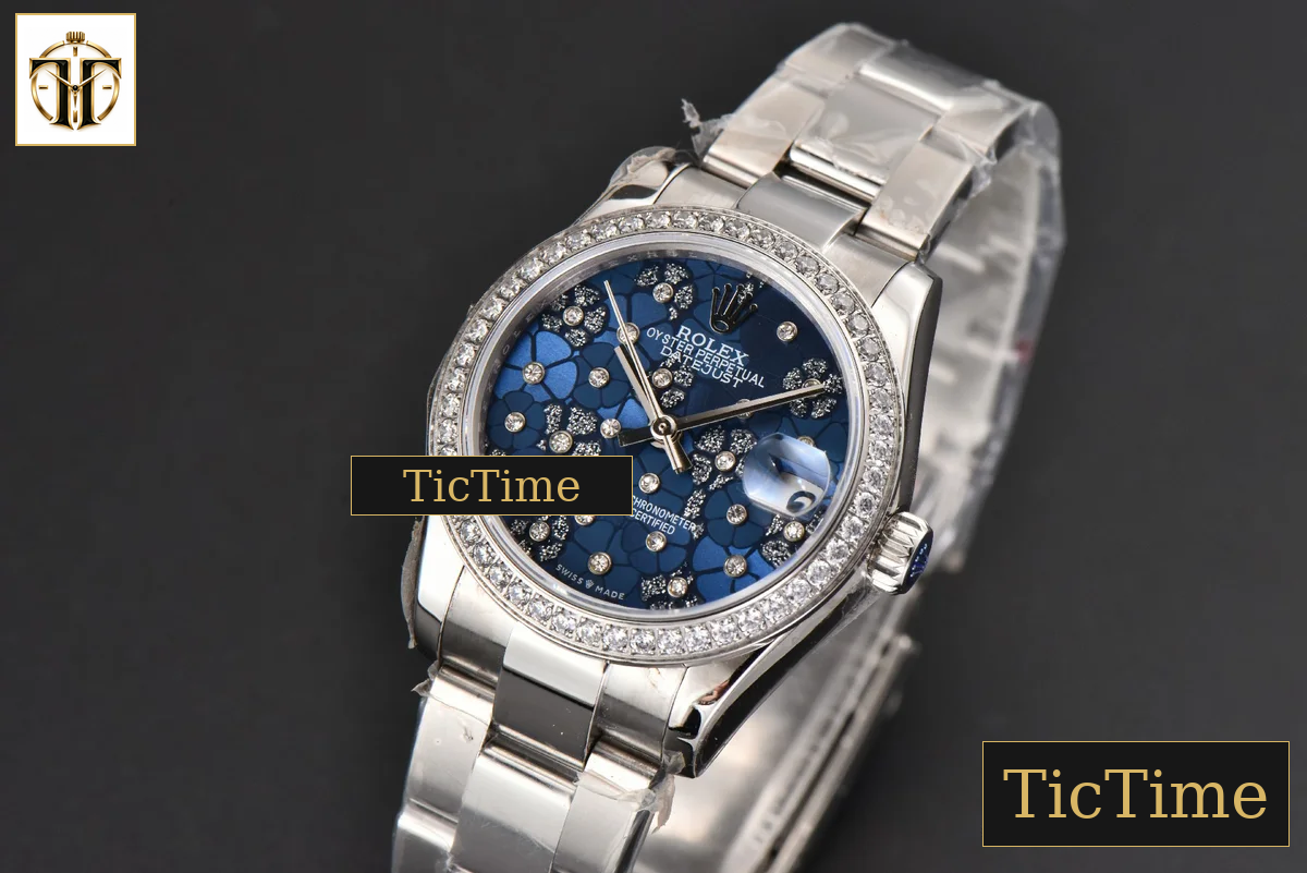 DateJust Ladies 904L 31mm WF Diamond Blue Flowers Dial Diamond Marker Oyster Bracelet A2671 — foto 4